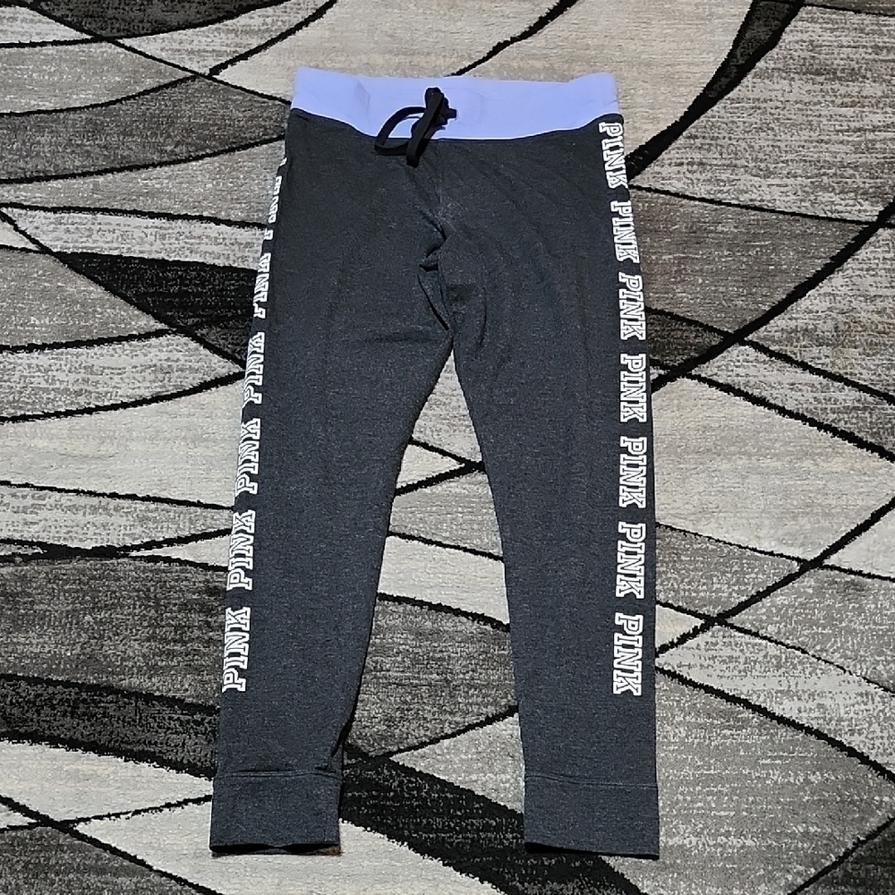 VS PINK 2016 YOGA LIGHT PURPLE & DARK GRAY LOGO LEGGINGS